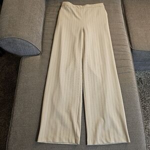 Maison d'Amelie Elegant Cream Pinstripe Office Career Work Casual Pants Size 8